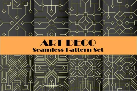 Art deco seamless pattern set Stock Illustration