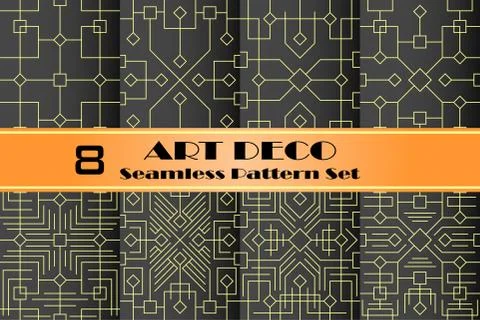 Art deco seamless pattern set Stock Illustration