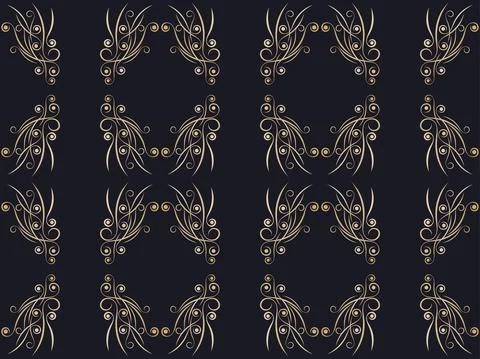 Art deco seamless pattern. Vintage background with curls. Linear art. Pattern Illustrazione stock