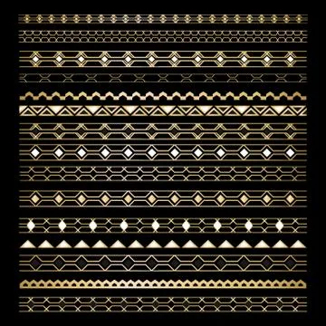 Art deco   set of  borders Stock Illustration