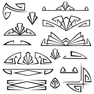Art Deco set of elements. Abstract decorations in vintage retro style. Stock Illustration