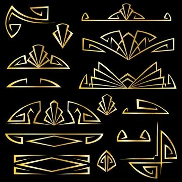 Art Deco set of elements. Abstract decorations in vintage retro style. Stock Illustration