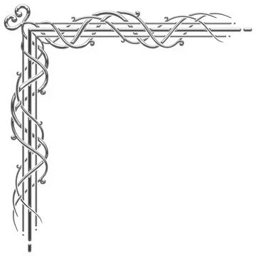 Art Deco silver corner with interlocking lines Stock Illustration