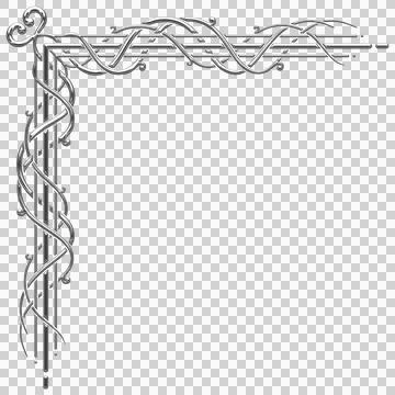 Art Deco silver corner with interlocking lines Stock Illustration