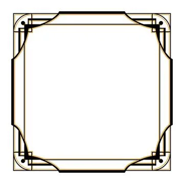 Art deco square border or frame on grey background. Vintage luxury ornament d Stock Illustration