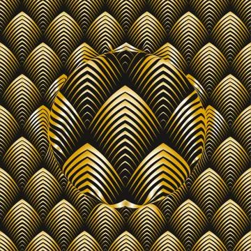 Art Deco style seamless pattern golden texture Stock Illustration