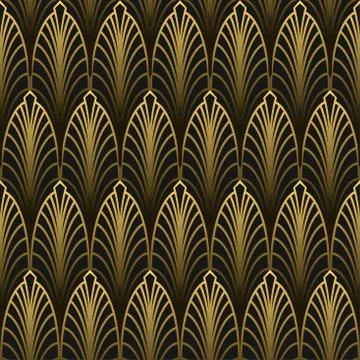 Art Deco style seamless pattern golden texture Stock Illustration