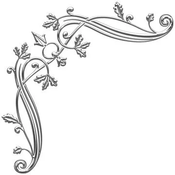 Art Deco style silver corner with oak branches Stock Illustration