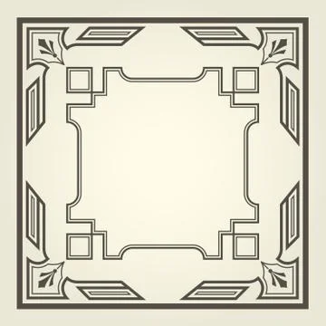 Art deco style square frame with stright lines Stock Illustration