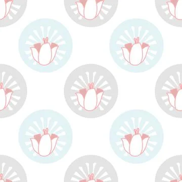 Art Deco Style Vector Flower head Repeat Pattern Stock Illustration