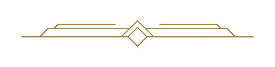 Art deco vector line text divider. Holiday border horizontal line shape icon for Illustrazione stock