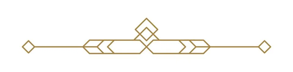Art deco vector line text divider. Holiday border horizontal line shape icon for Illustrazione stock