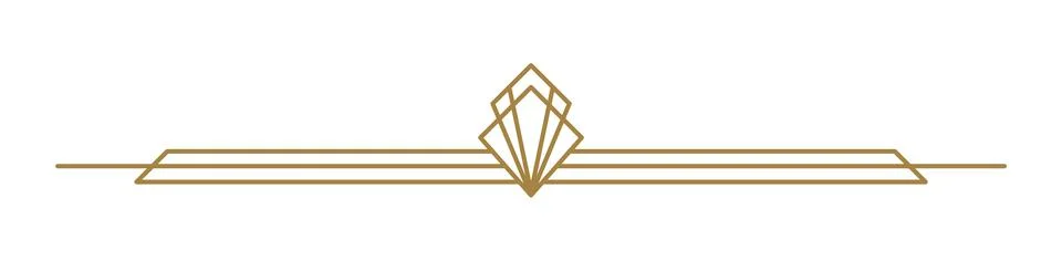 Art deco vector line text divider. Holiday border horizontal line shape icon for Illustrazione stock
