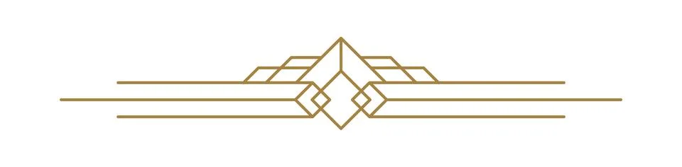 Art deco vector line text divider. Holiday border horizontal line shape icon for Stock-Illustration