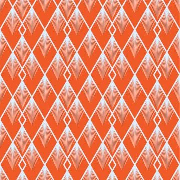 Art Deco vector semless pattern. Vintage decorative summer orange geometric b Illustrazione stock