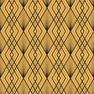 Art Deco vector semless pattern. Vintage decorative gold geometric background Illustrazione stock
