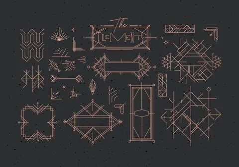 Art deco vintage design elements dark Stock Illustration