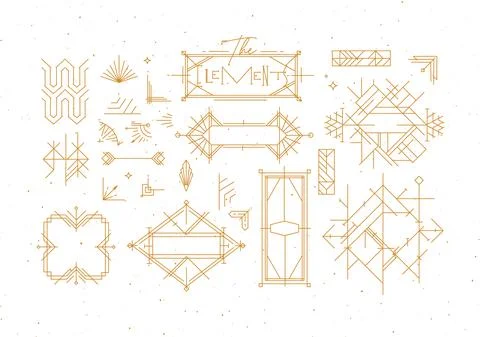 Art deco vintage design elements gold Stock Illustration