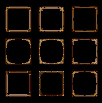 Art deco vintage frames and gold line borders Stock Illustration