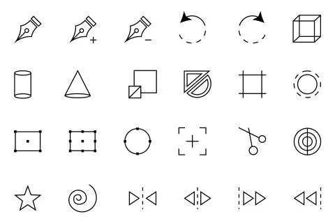 Art Design and Development Vector Icons Set Stock Illustration