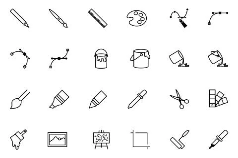 Art Design and Development Vector Icons Stock Illustration