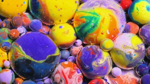Art Design Paint Dissolving In Water Colorful Bubbles Universe Of Color Concept Vidéo 71931838