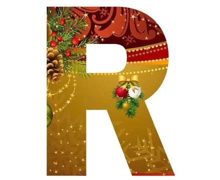 ART DESIGN TYPOGRAPHY OF CHRISTMAS ALPHABET LETTER WITH CLASSIC Stock Illustration