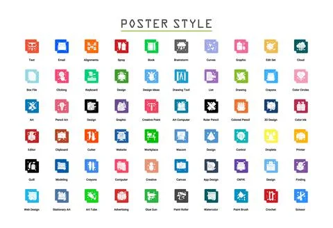 Art &amp; Designing Glyph Flat Illustrazione stock