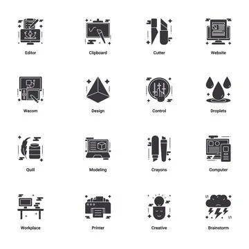 Art &amp; Designing Glyph Illustrazione stock