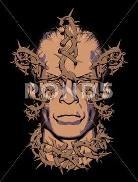 Art digital graphics, mysticism; head monster,fantasy,fear,terror,phobia Stock Illustration