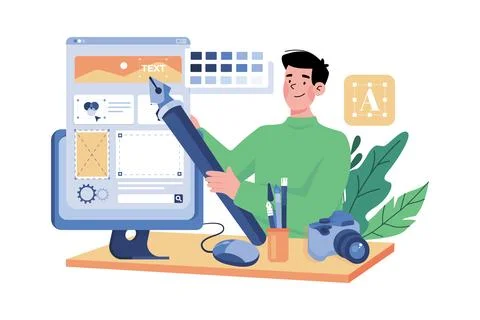 Art directors design visual elements of advertising campaigns. Stock Illustration