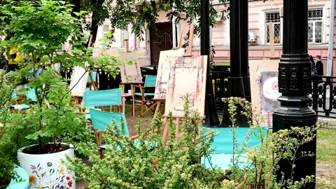 Art draw workshop plein air open city Stock Footage 313993955