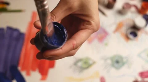 Art. Drawing with colored paints  Stock Footage 8828164