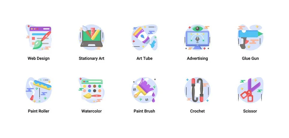 Art drawing flat Illustrazione stock