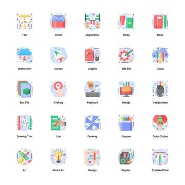 Art drawing flat Illustrazione stock