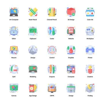 Art drawing flat Illustrazione stock