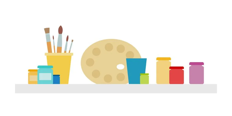 Art drawing set vector icon flat isolated illustration Stock Illustration