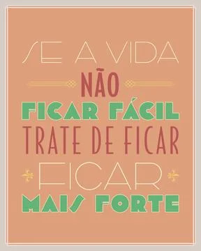 Art e Deco motivational words in Brazilian Portuguese. Translation - If lif.. Stock Illustration