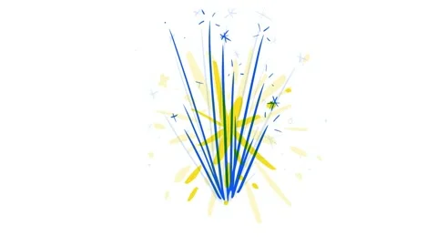 Art effect with blue pen marks lines and yellow sparks on a white background. Stock-Footage 339022177