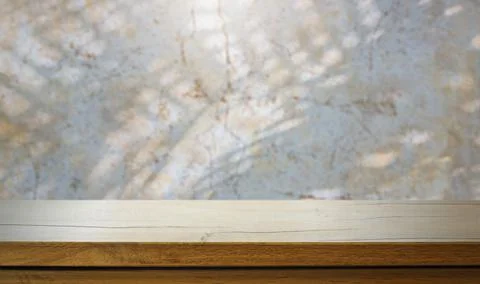 Art Empty wooden deck table over tropical wallpaper background. Stock Photos
