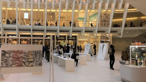 Art exhibit in the atrium of the Oculus ... | Stock Video | Pond5
