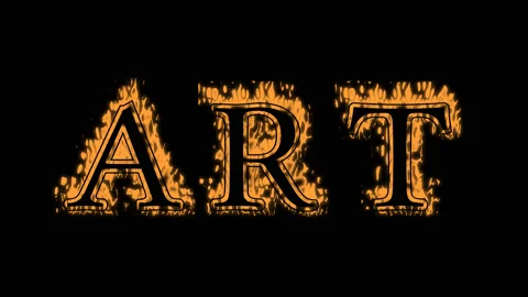 Art fire text effect black background Stock Footage 136245304