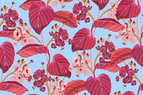 Art floral seamless pattern. Red autumn leaves. Stock Illustration