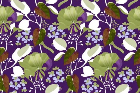 Art floral vector seamless pattern. Garden mallow. Stock Illustration