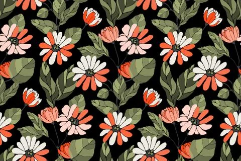 Art floral vector seamless pattern. Autumn background. Stock Illustration