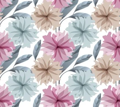 Art floral vector seamless pattern. Pale flowers. Stock Illustration