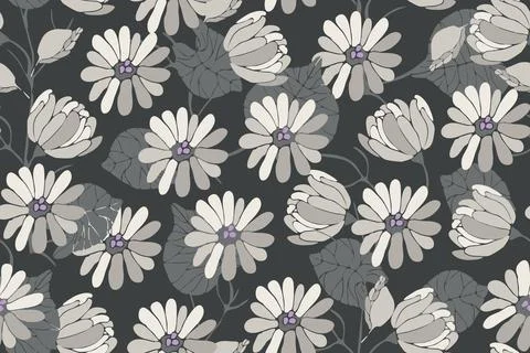 Art floral vector seamless pattern, garden flower Stock Illustration