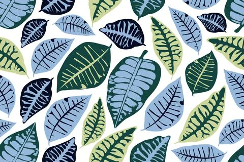 Art floral vector seamless pattern. Blue leaves. Stock Illustration