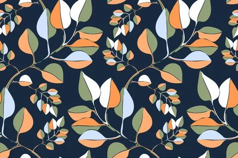 Art floral vector seamless pattern. Color leaves. Stock Illustration