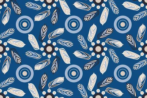 Art floral vector seamless pattern. Blue leaves. Stock Illustration